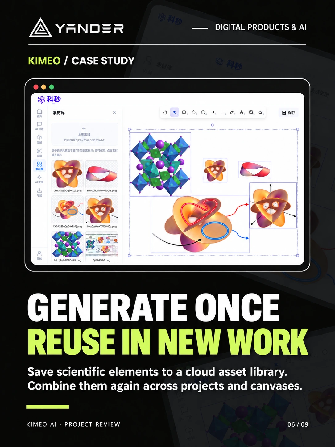 KIMEO cloud library saves scientific elements for reuse across projects and canvases